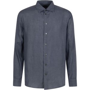 Emporio Armani, Heren, Overhemden, Blauw, Maat: 2XL