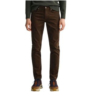 Gant, Heren, Jeans, Bruin, Maat: W38 Velours,
