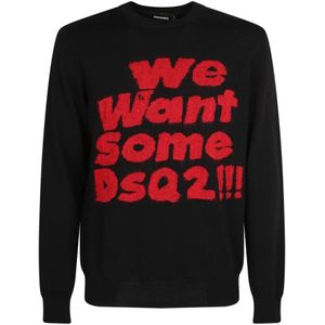 Dsquared2, Heren, Truien, Zwart, Maat: XS Wol,