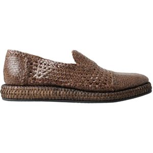 Dolce & Gabbana - Elegante Leren Slipper - Bruin - Heren