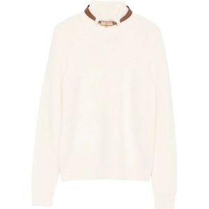 Elisabetta Franchi, Dames, Blouses & Shirts, Beige, Maat: XL Wol,