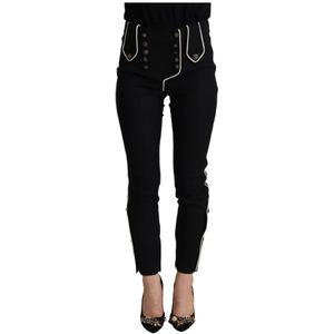 Dolce & Gabbana, Dames, Broeken, Zwart, Maat: XS Wol,