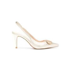 Twinset Gouden leren slingback hakken , Yellow , Dames , Maat: 37 EU