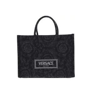 Versace Barok Jacquard Stof Schoudertas , Black , Dames , Maat: ONE Size