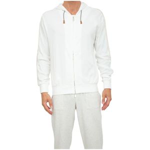 Eleventy, Heren, Sweatshirts & Hoodies, Wit, Maat: L Katoen,