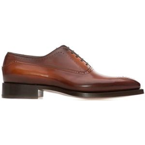 Santoni Klassieke Oxford Schoenen van Zwart Leer , Brown , Heren , Maat: 42 EU