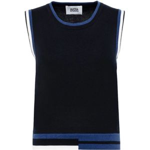 Alpha Studio, Dames, Tops, Blauw, Maat: M