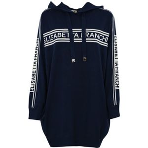 Elisabetta Franchi, Dames, Jurken, Blauw, Maat: M Viscose,