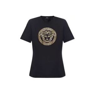 Versace T-shirt met logo , Black , Dames , Maat: S