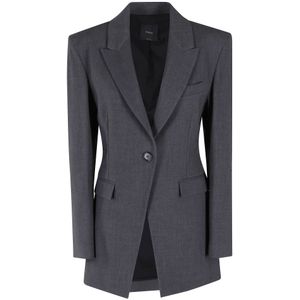 Pinko, Dames, Jassen, Grijs, Maat: S Leer,