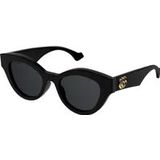 Gucci Zwarte zonnebril met kattenogen en GG-logo , Black , Dames , Maat: 51 MM