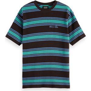 Scotch & Soda - Relaxed Fit Chunky Waffle Stripe - T-shirt - Korte Mouwen