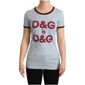 Dolce & Gabbana - T-shirt - Blauw - Crewneck - Korte Mouwen