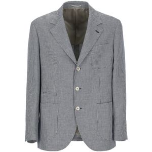 Brunello Cucinelli, Heren, Jassen, Blauw, Maat: M Linnen,