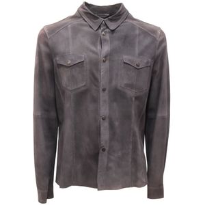 Gimo's, Heren, Jassen, Grijs, Maat: L Suède,