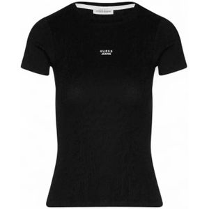Guess - Slim Embroidered Logo Tee - T-shirt - Zwart - Katoen