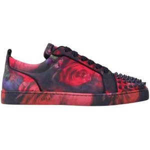 Christian Louboutin - Spiked Lace-Up Low Top - Sneakers - Rood