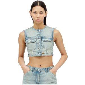Courrèges, Dames, Jassen, Blauw, Maat: XS Denim,