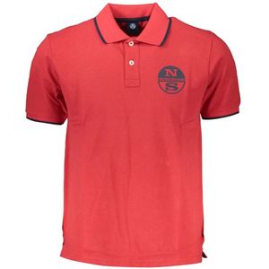 Poloshirt - Rood - Katoen - Korte Mouwen - 2 Knopen - Stijlvolle Print