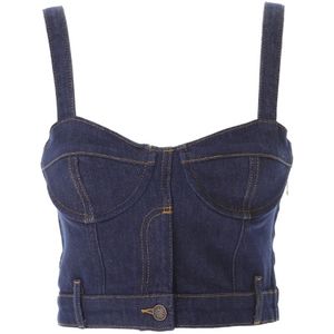 Moschino, Dames, Tops, Blauw, Maat: L Denim,