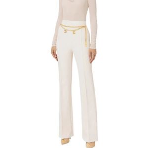 Elisabetta Franchi, Dames, Broeken, Beige, Maat: XS Poliester,