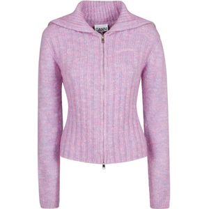 Ganni Hoge Hals Alpaca Katoenmix Trui , Pink , Dames , Maat: S