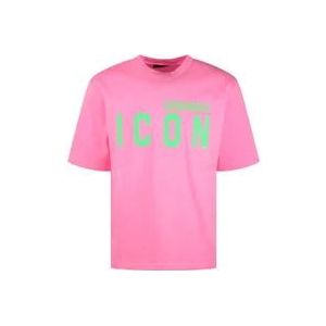 Dsquared2 T-Hemden , Pink , Heren , Maat: L