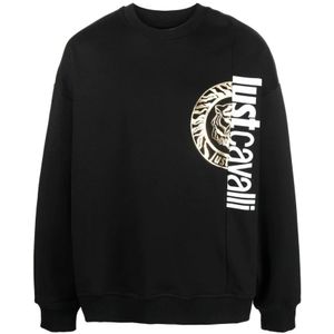 Just Cavalli, Heren, Sweatshirts & Hoodies, Zwart, Maat: S Katoen,