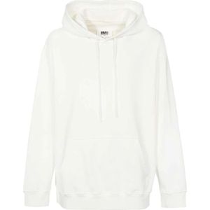 MM6 Maison Margiela, Heren, Sweatshirts & Hoodies, Wit, Maat: M Katoen,