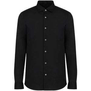 Armani, Heren, Overhemden, Zwart, Maat: M Jersey,