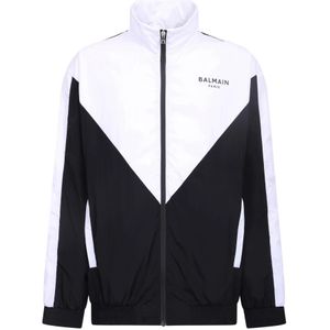 Balmain Witte Bi-Color Rits Blazer , Multicolor , Heren , Maat: L