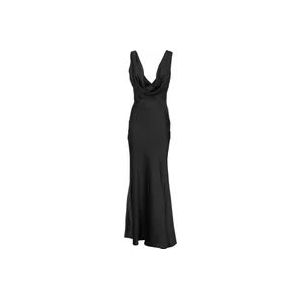 Pinko Zwarte mouwloze satijnen jurk , Black , Dames , Maat: XS