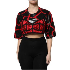 Dolce & Gabbana - Pullover Cropped Top - Zwart en Rood - 100% Katoen