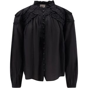 Marant étoile, Dames, Blouses & Shirts, Zwart, Maat: L Katoen,