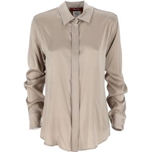 Max Mara Studio, Dames, Blouses & Shirts, Grijs, Maat: M Zijde,