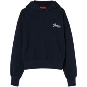 Gucci, Dames, Sweatshirts & Hoodies, Blauw, Maat: XS Jersey,
