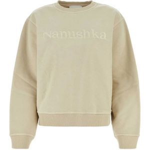 Nanushka, Dames, Sweatshirts & Hoodies, Beige, Maat: XS Katoen,