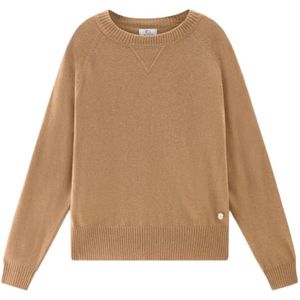 Woolrich Klassieke Crewneck Sweater , Brown , Dames , Maat: L