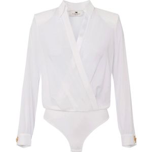 Elisabetta Franchi, Dames, Tops, Wit, Maat: M Satijn,