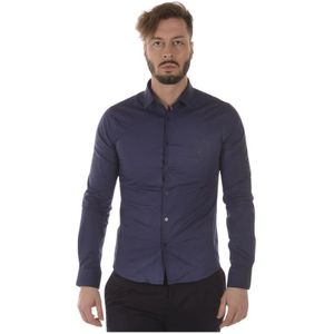 Versace Jeans Couture, Heren, Overhemden, Blauw, Maat: S Katoen,