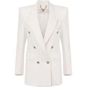 Elisabetta Franchi, Dames, Jassen, Wit, Maat: XL Poliester,