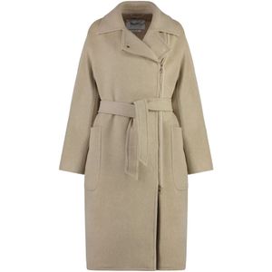 Max Mara, Dames, Mantels, Beige, Maat: 3XS Wol,
