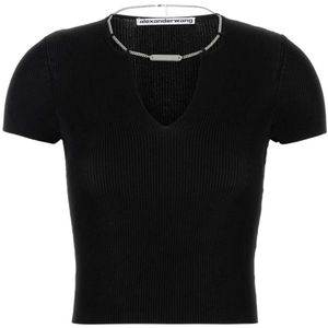 Alexander Wang, Dames, Tops, Zwart, Maat: S Viscose,