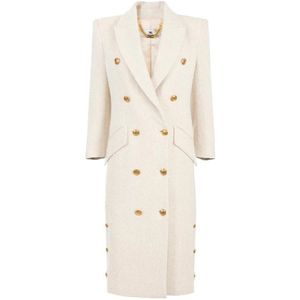 Elisabetta Franchi, Dames, Mantels, Beige, Maat: M Wol,