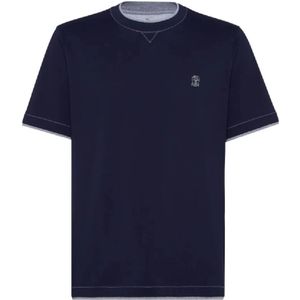 Brunello Cucinelli, Heren, Tops, Blauw, Maat: S Katoen,