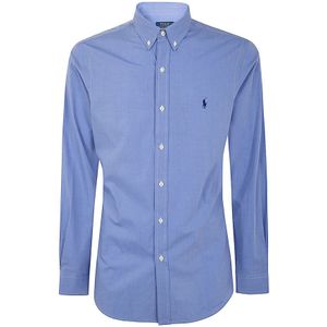 Polo Ralph Lauren, Heren, Overhemden, Blauw, Maat: 2XL Katoen,