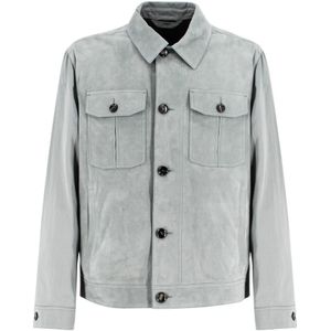 Brioni, Heren, Jassen, Blauw, Maat: 3XL Suède,