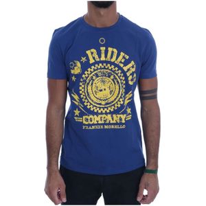 Frankie Morello, Heren, Tops, Blauw, Maat: S Katoen,