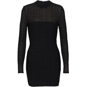 Balmain PB Labyrinth gebreide jurk , Black , Dames , Maat: 2XS