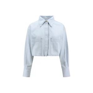 Pinko Crop Fit Denim Overhemd , Blue , Dames , Maat: S